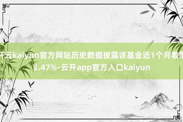 开云kaiyun官方网站历史数据披露该基金近1个月着落3.47%-云开app官方入口kaiyun