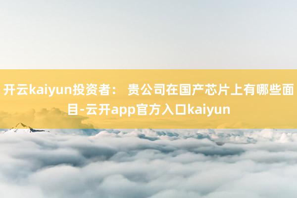 开云kaiyun投资者： 贵公司在国产芯片上有哪些面目-云开