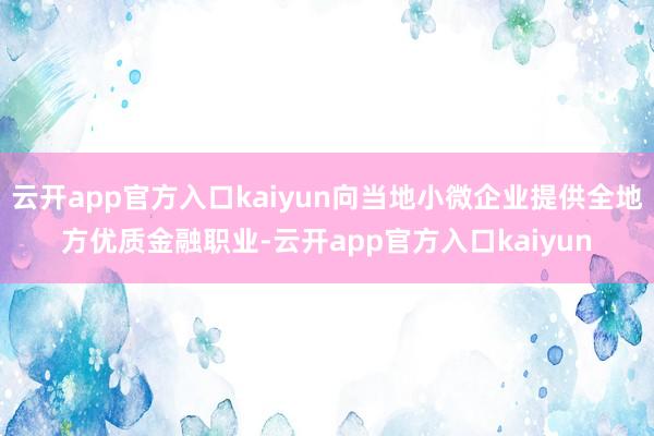 云开app官方入口kaiyun向当地小微企业提供全地方优质金