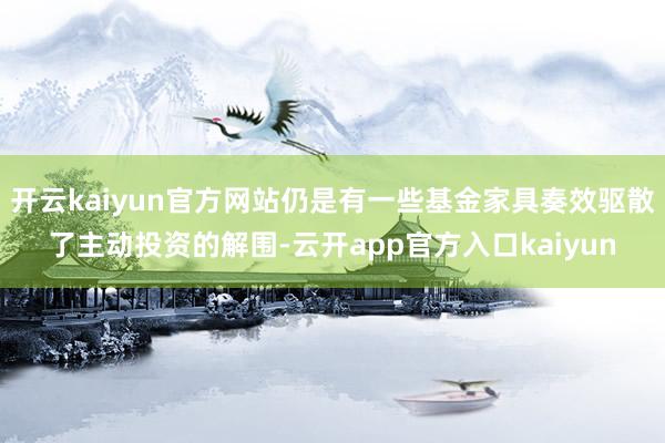 开云kaiyun官方网站仍是有一些基金家具奏效驱散了主动投资的解围-云开app官方入口kaiyun