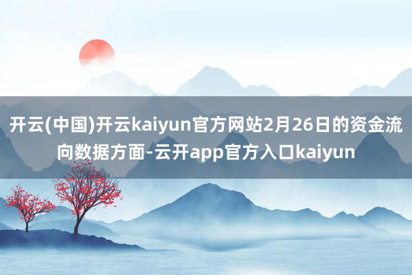 开云(中国)开云kaiyun官方网站2月26日的资金流向数据