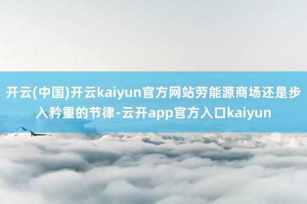 开云(中国)开云kaiyun官方网站劳能源商场还是步入矜重的