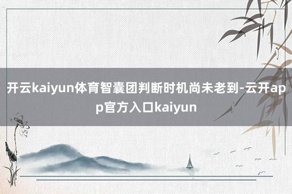 开云kaiyun体育智囊团判断时机尚未老到-云开app官方入